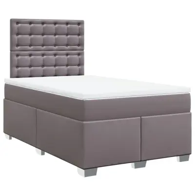 vidaXL Box spring postelja z vzmetnico siva 120x200 cm umetno usnje