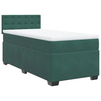 vidaXL Box spring postelja z vzmetnico temno zelen 90x190 cm žamet