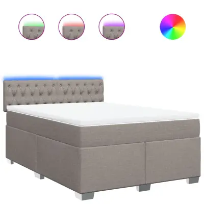 vidaXL Box spring postelja z vzmetnico taupe 140x190 cm blago