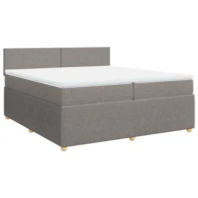 vidaXL Box spring postelja z vzmetnico taupe 200x200 cm blago