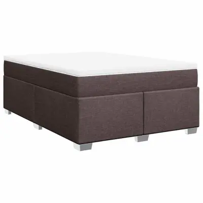 vidaXL Box spring postelja z vzmetnico temno rjav 140x190 cm blago