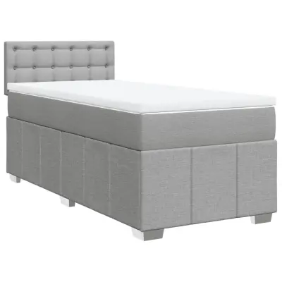 vidaXL Box spring postelja z vzmetnico svetlo siv 100x200 cm blago