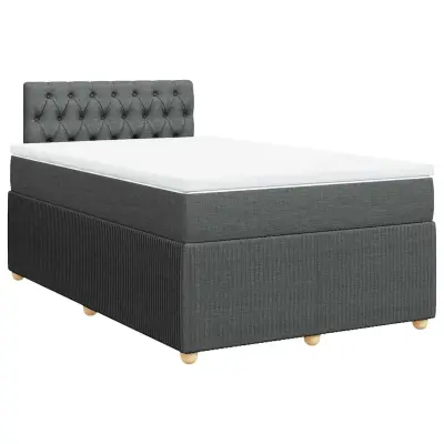 vidaXL Box spring postelja z vzmetnico temno siva 120x190 cm blago