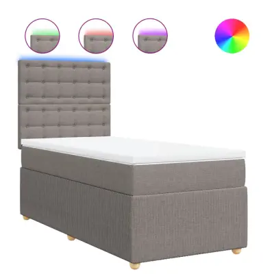 vidaXL Box spring postelja z vzmetnico taupe 80x200 cm blago