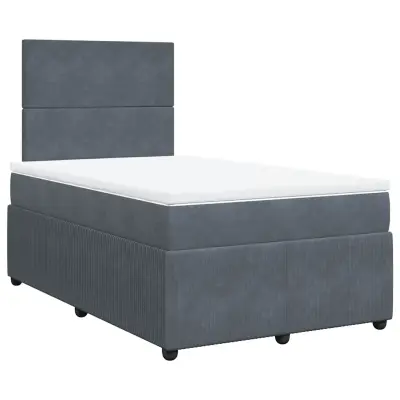 vidaXL Box spring postelja z vzmetnico temno siv 120x190 cm žamet