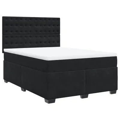 vidaXL Box spring postelja z vzmetnico črna 160x200 cm žamet