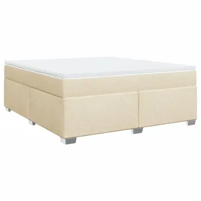 vidaXL Box spring postelja z vzmetnico krem 180x200 cm blago
