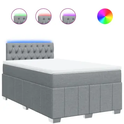 vidaXL Boxspring postelja z vzmetnico svetlo siva 120x190 cm blago
