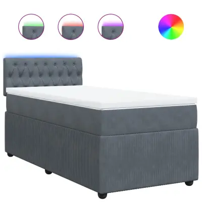 vidaXL Box spring postelja z vzmetnico temno siva 80x200 cm žamet