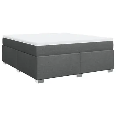 vidaXL Box spring postelja z vzmetnico temno siva 180x200 cm blago