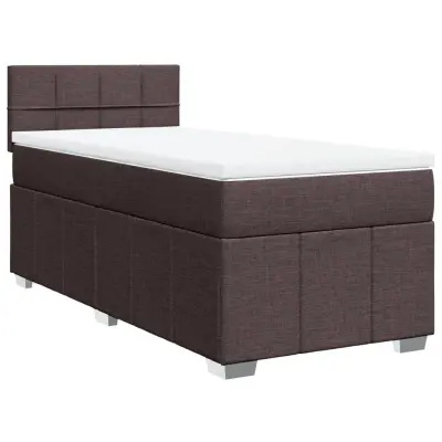 vidaXL Box spring postelja z vzmetnico temno rjava 100x200 cm blago