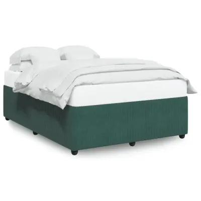 vidaXL Posteljni okvir brez vzmetnice temno zelen 140x190 cm žamet