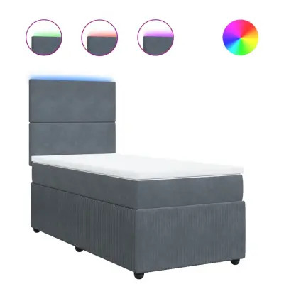 vidaXL Box spring postelja z vzmetnico temno siva 100x200 cm žamet