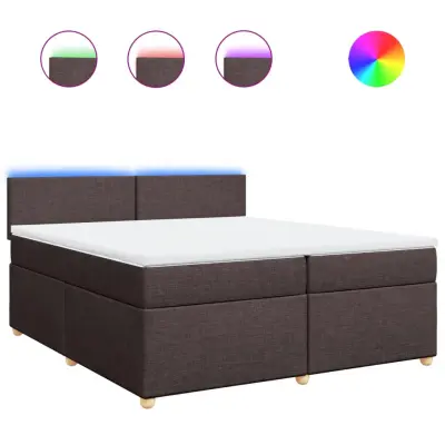 vidaXL Box spring postelja z vzmetnico temno rjav 200x200 cm blago
