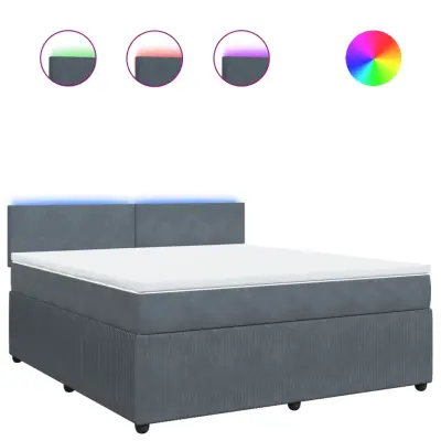 vidaXL Box spring postelja z vzmetnico temno siva 180x200 cm žamet