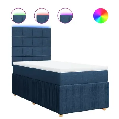 vidaXL Box spring postelja z vzmetnico modra 80x200 cm blago