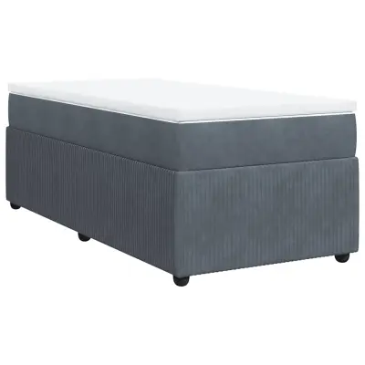 vidaXL Box spring postelja z vzmetnico temno siva 90x200 cm žamet