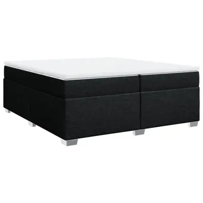 vidaXL Box spring postelja z vzmetnico črn 200x200 cm blago