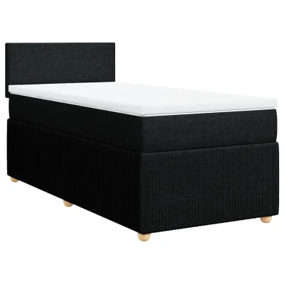 vidaXL Box spring postelja z vzmetnico črna 90x200 cm blago