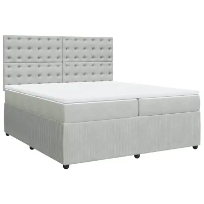 vidaXL Box spring postelja z vzmetnico svetlo siva 200x200 cm žamet