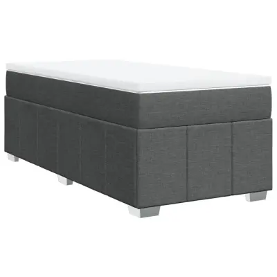 vidaXL Box spring postelja z vzmetnico temno siva 90x190 cm blago