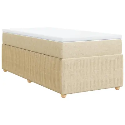 vidaXL Box spring postelja z vzmetnico krem 80x200 cm blago