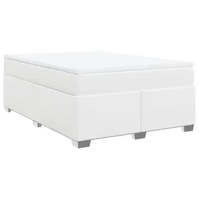 vidaXL Box spring postelja z vzmetnico bel 160x200 cm umetno usnje