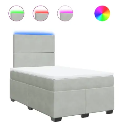 vidaXL Box spring postelja z vzmetnico svetlo siva 120x200 cm žamet