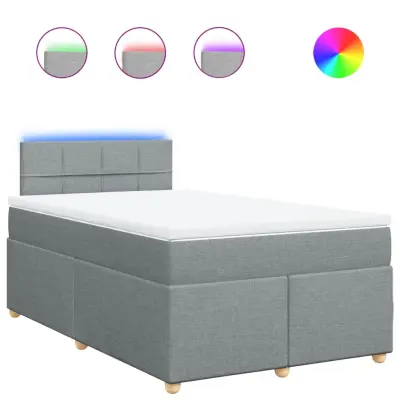 vidaXL Boxspring postelja z vzmetnico svetlo siva 120x190 cm blago