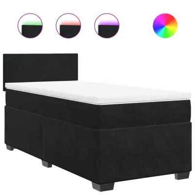 vidaXL Box spring postelja z vzmetnico črna 100x200 cm žamet