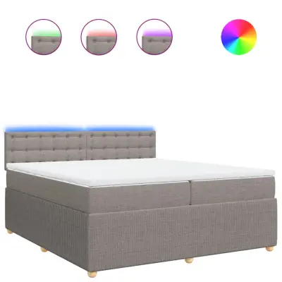 vidaXL Box spring postelja z vzmetnico taupe 200x200 cm blago