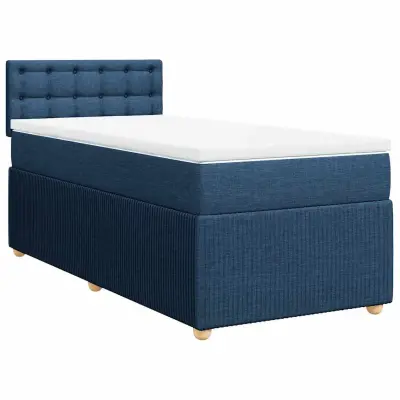 vidaXL Box spring postelja z vzmetnico modra 100x200 cm blago