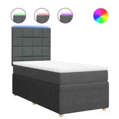 vidaXL Box spring postelja z vzmetnico temno siva 90x200 cm blago