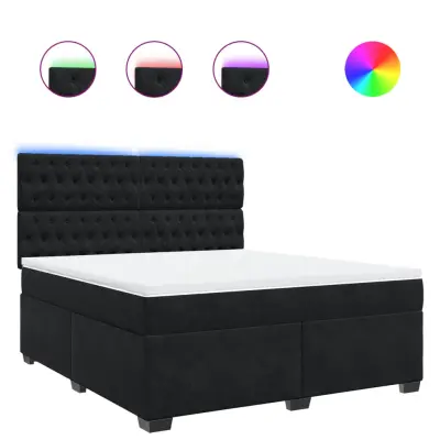 vidaXL Box spring postelja z vzmetnico črna 180x200 cm žamet