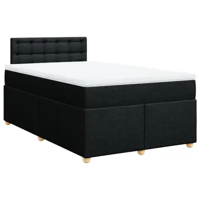 vidaXL Box spring postelja z vzmetnico črna 120x190 cm blago
