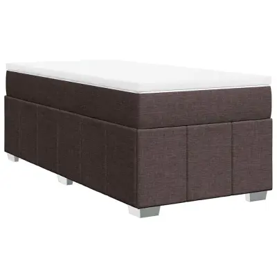 vidaXL Box spring postelja z vzmetnico temno rjava 100x200 cm blago