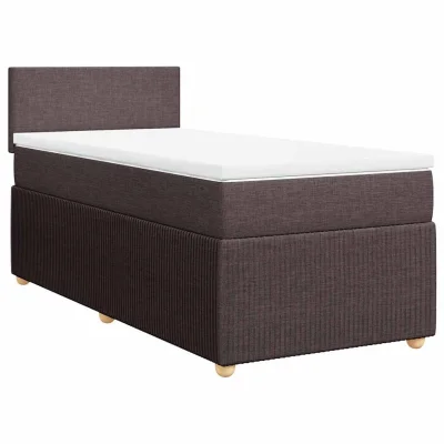 vidaXL Box spring postelja z vzmetnico temno rjava 90x200 cm blago