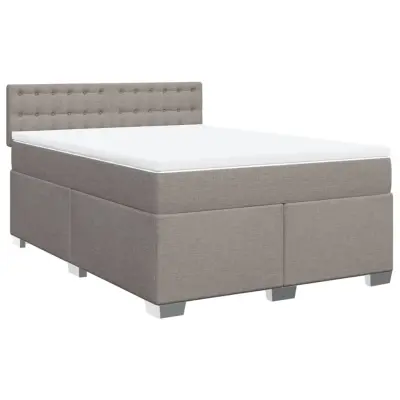 vidaXL Box spring postelja z vzmetnico taupe 140x190 cm blago