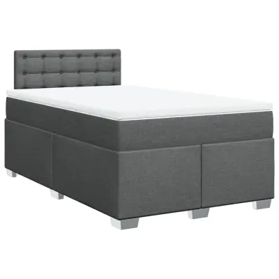 vidaXL Box spring postelja z vzmetnico temno siva 120x200 cm blago