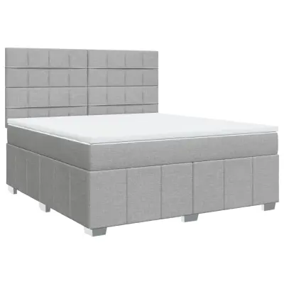vidaXL Box spring postelja z vzmetnico svetlo siva 180x200 cm blago