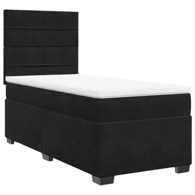 vidaXL Box spring postelja z vzmetnico črn 90x190 cm žamet