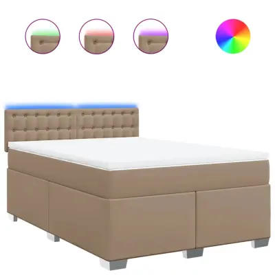 vidaXL Box spring postelja z vzmetnico kapučino 160x200cm umetno usnje