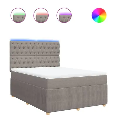 vidaXL Box spring postelja z vzmetnico taupe 140x190 cm blago