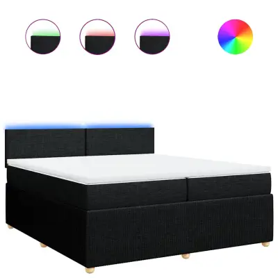 vidaXL Box spring postelja z vzmetnico črn 200x200 cm blago