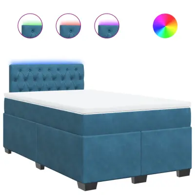 vidaXL Box spring postelja z vzmetnico modra 120x200 cm žamet