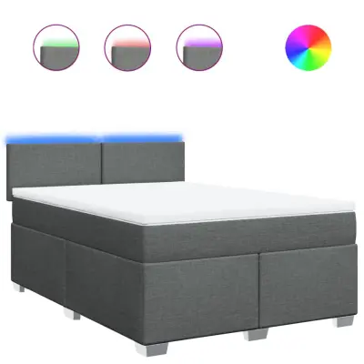 vidaXL Box spring posteljni z vzmetnico temno siv 140x190 cm blago