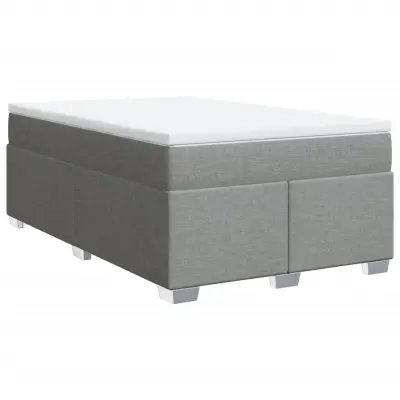 vidaXL Boxspring postelja z vzmetnico svetlo siva 120x190 cm blago