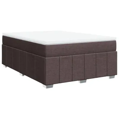 vidaXL Box spring postelja z vzmetnico temno rjava 140x200 cm blago