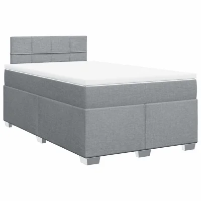 vidaXL Boxspring postelja z vzmetnico svetlo siva 120x190 cm blago