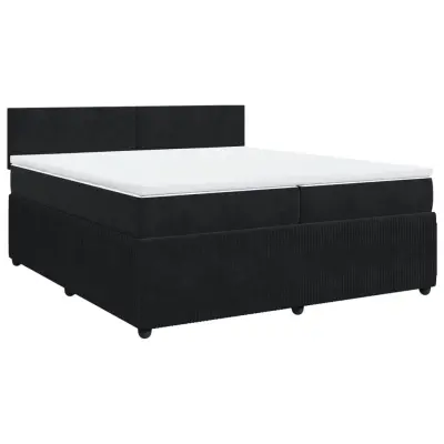 vidaXL Box spring postelja z vzmetnico črna 200x200 cm žamet